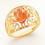 10k Tri-color Black Hills Gold Womens Rose Filigree Ring