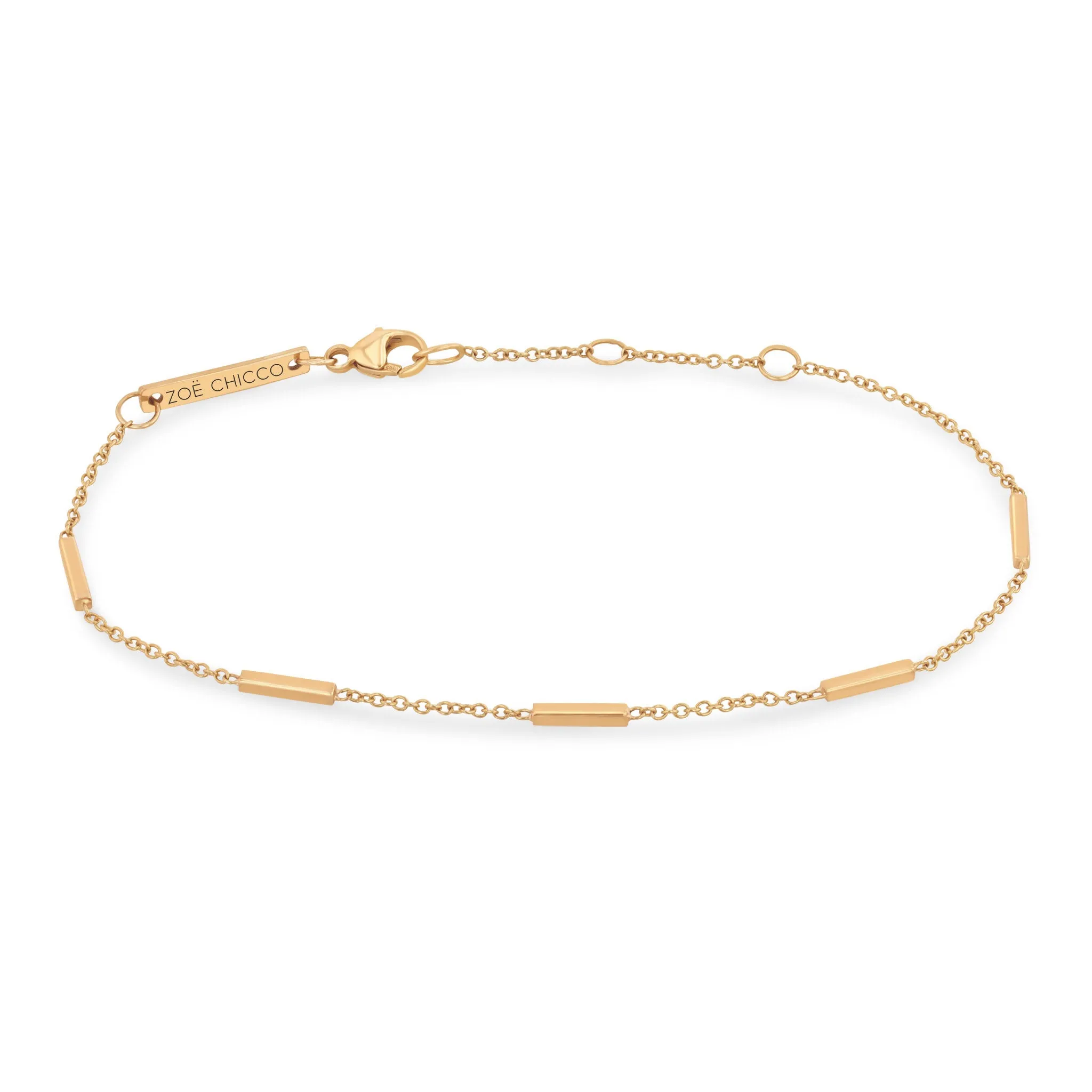 14k 5 Horizontal Tiny Bar Station Bracelet