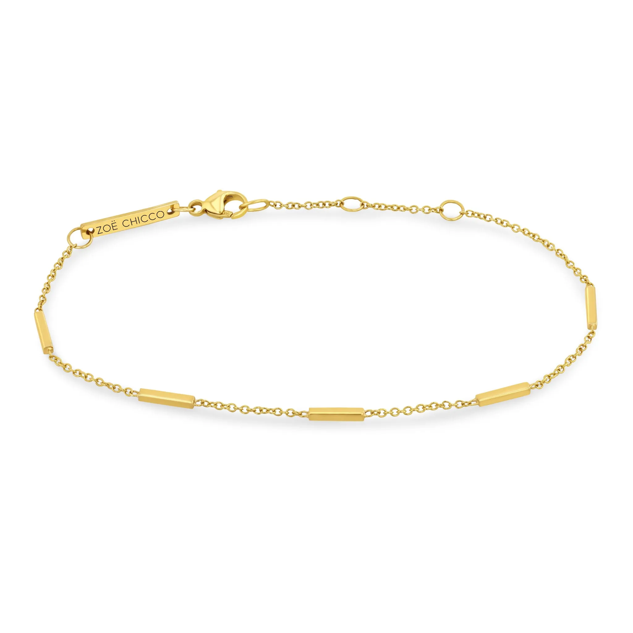 14k 5 Horizontal Tiny Bar Station Bracelet