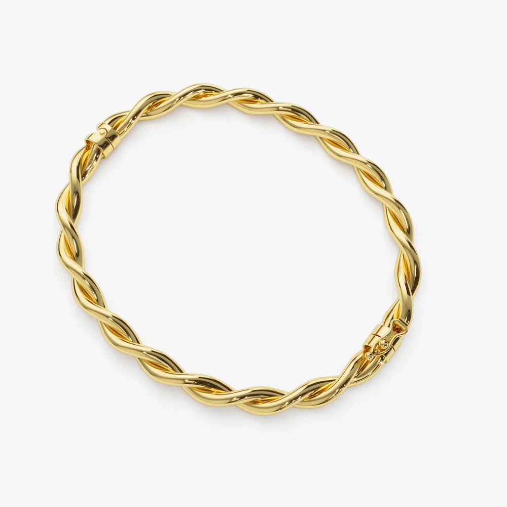 14k Double Twist Rope Stacking Bangle Bracelet