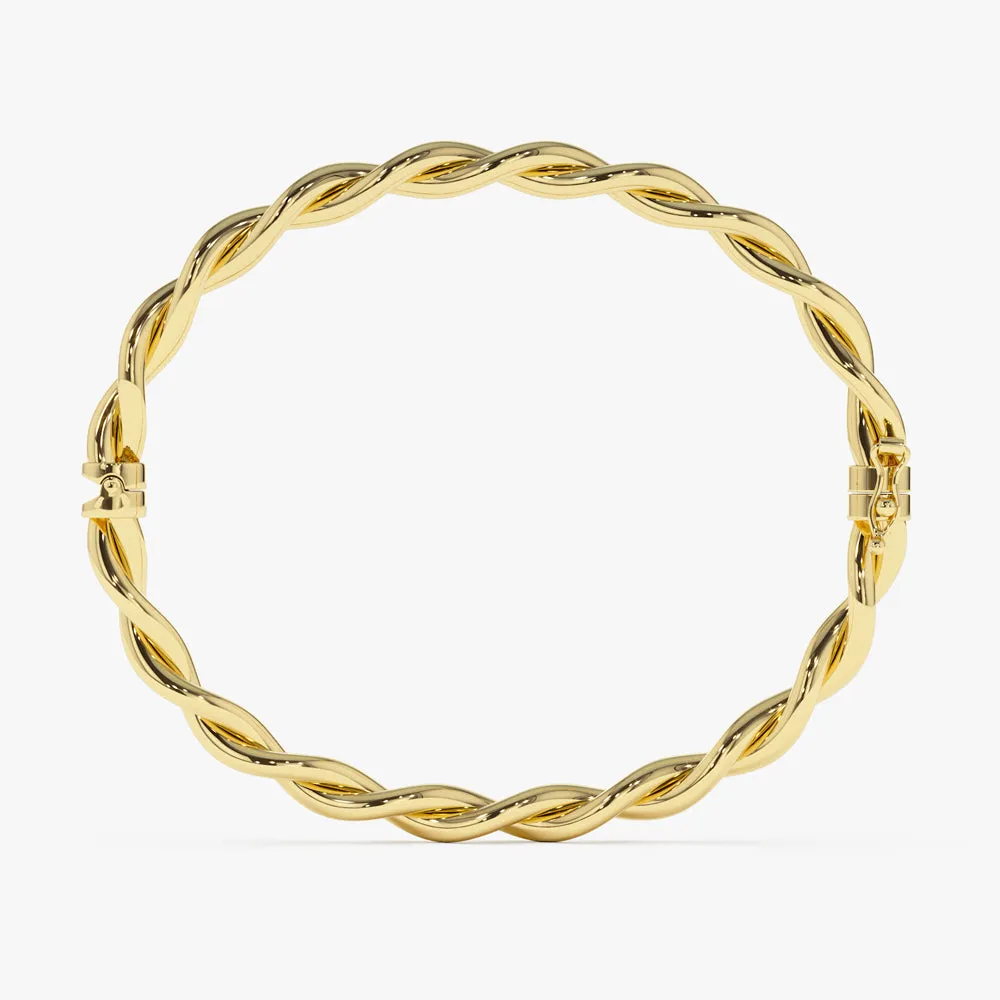 14k Double Twist Rope Stacking Bangle Bracelet