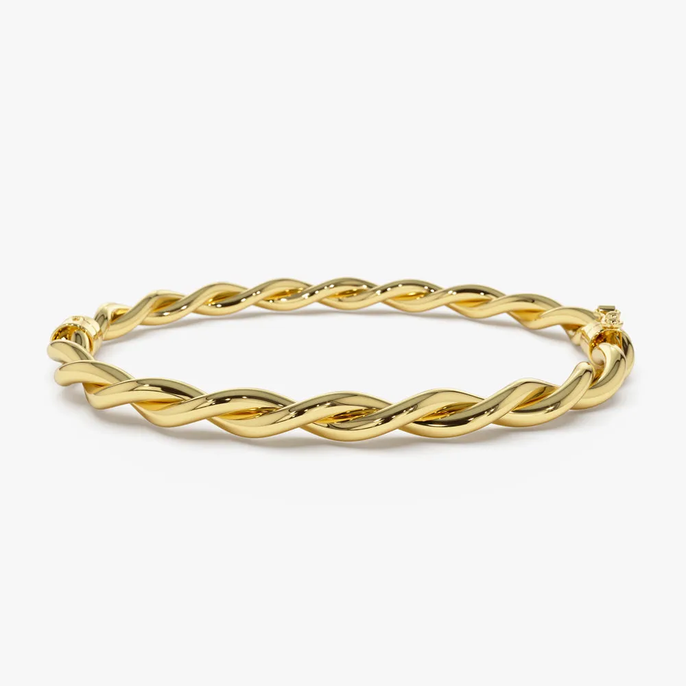 14k Double Twist Rope Stacking Bangle Bracelet