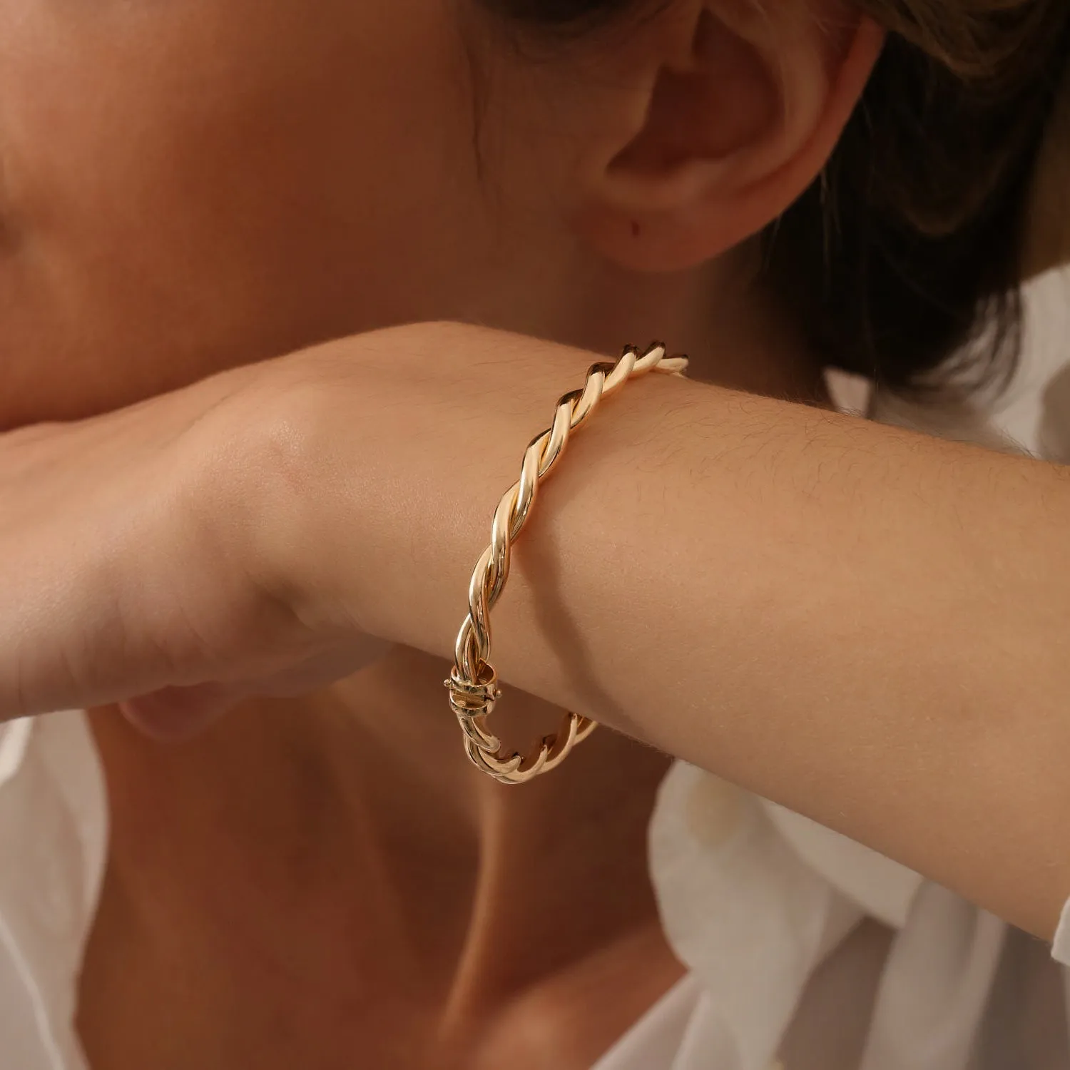 14k Double Twist Rope Stacking Bangle Bracelet