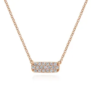 14K Rose Gold Rectangular Diamond Pendant Necklace - NK4943K45JJ