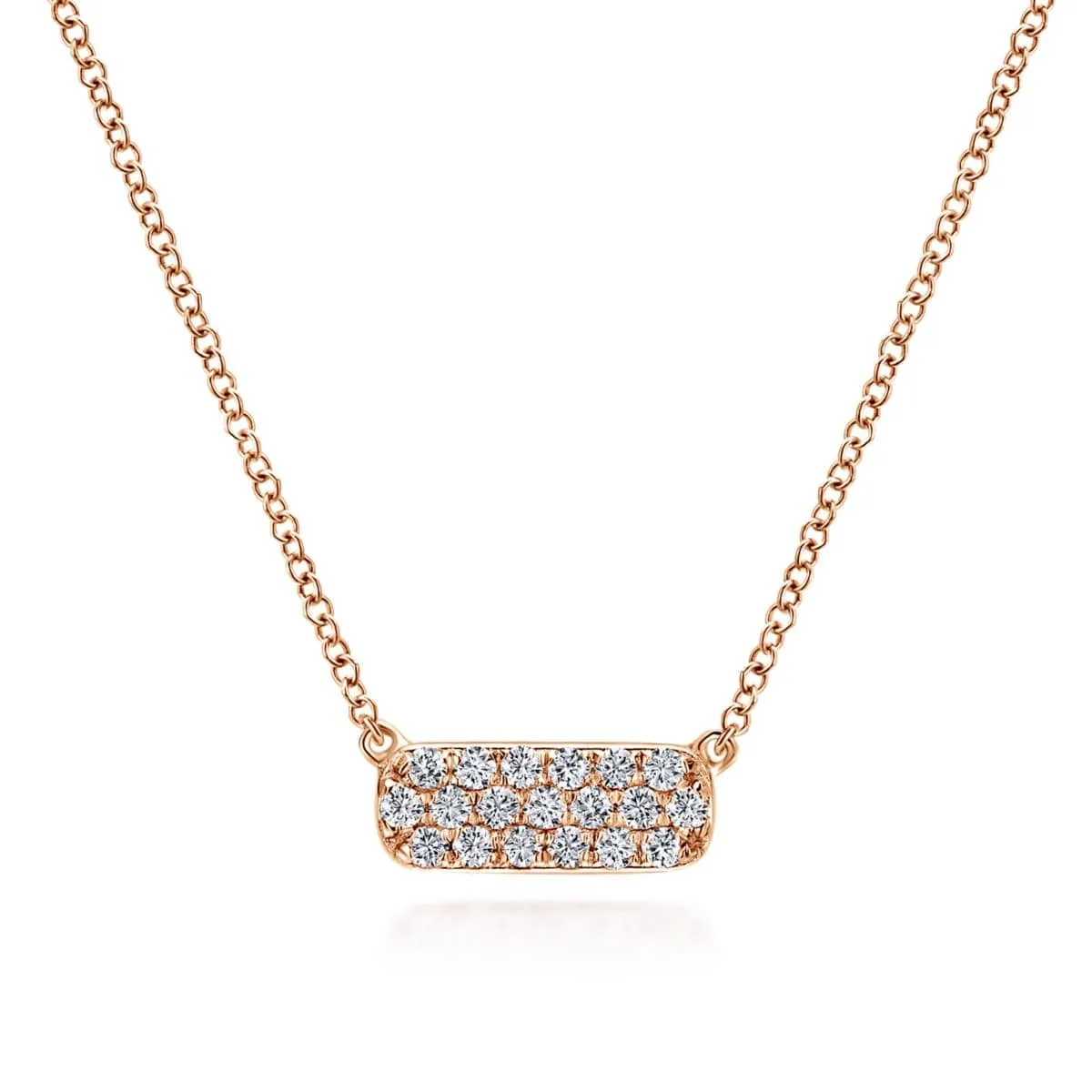 14K Rose Gold Rectangular Diamond Pendant Necklace - NK4943K45JJ