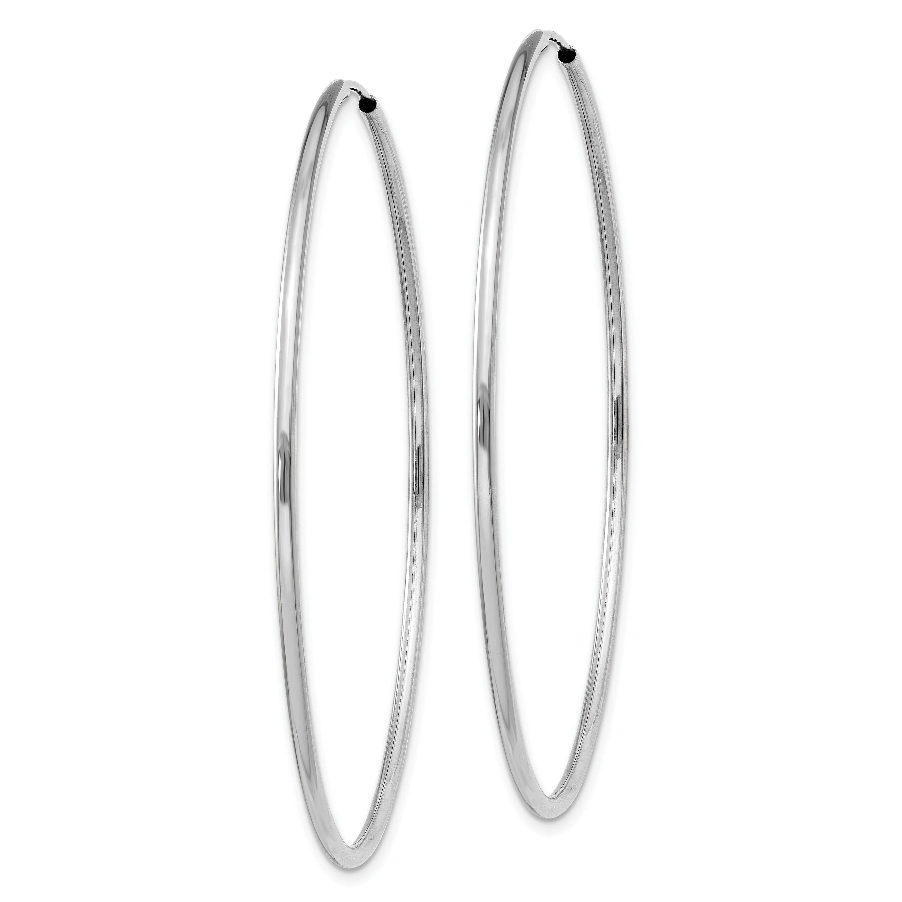 14k White Gold Polished Endless Hoop Earrings 1.5mm x 51mm