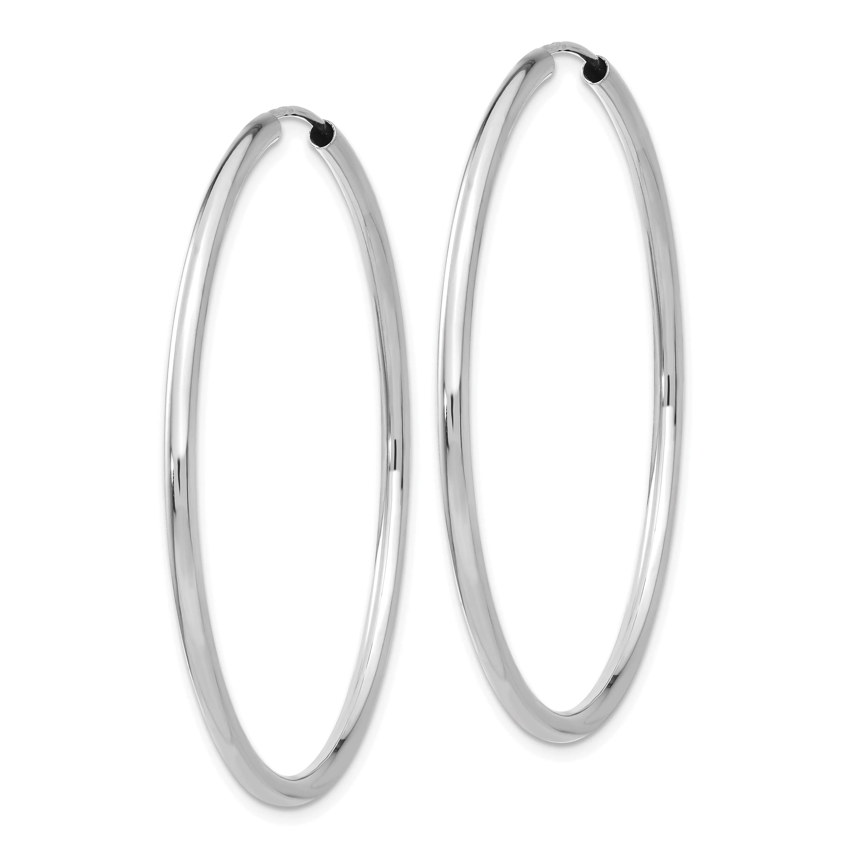 14k White Gold Polished Endless Hoop Earrings 2mm x 45mm