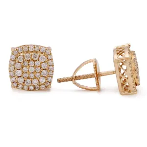 14K Yellow Gold Contemporary Diamond Earrings