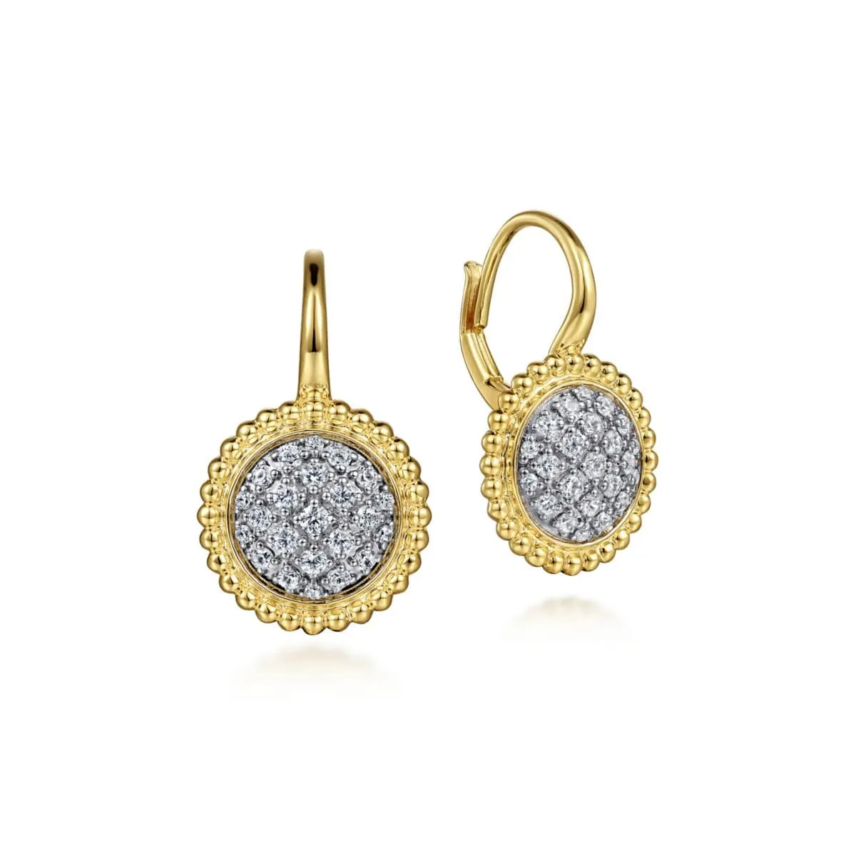 14K Yellow Gold Diamond Pavé Bujukan Leverback Earrings - EG14494Y45JJ