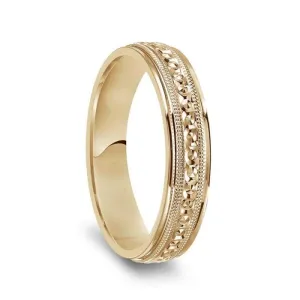 14k Yellow Gold Milgrain Accented Women’s Polished Wedding Ring - 4mm & 6mm