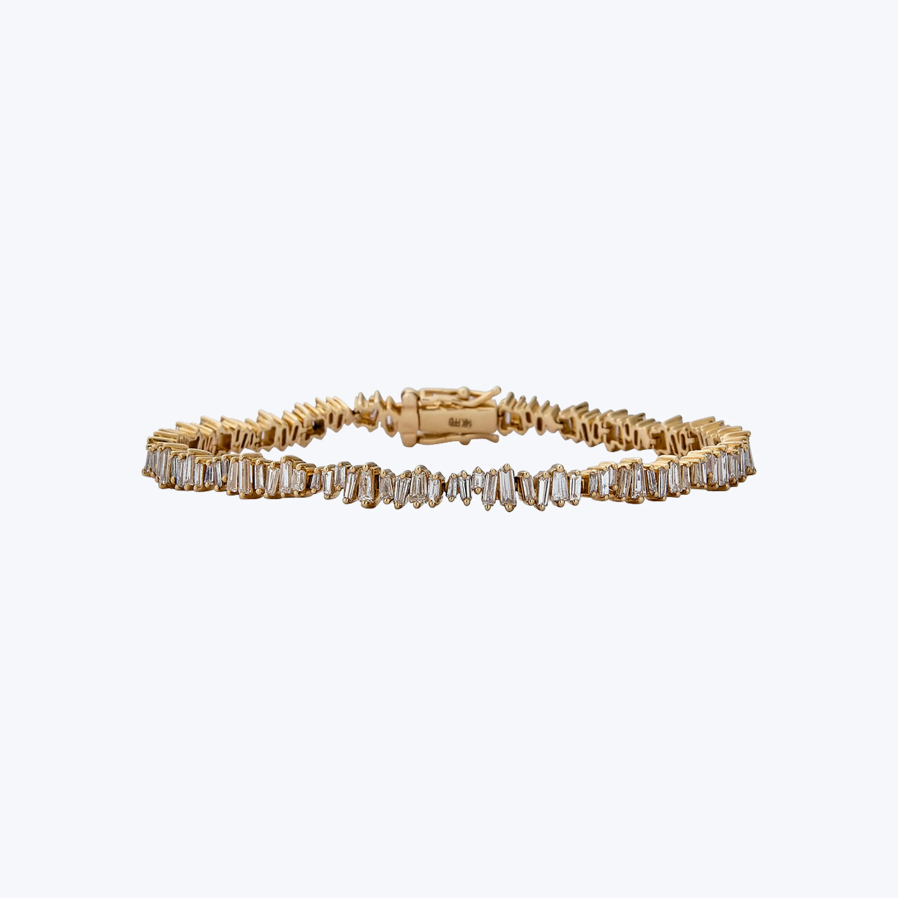 14K Yellow Gold "Broken Glass" Full Diamond Bracelet