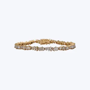 14K Yellow Gold "Broken Glass" Full Diamond Bracelet