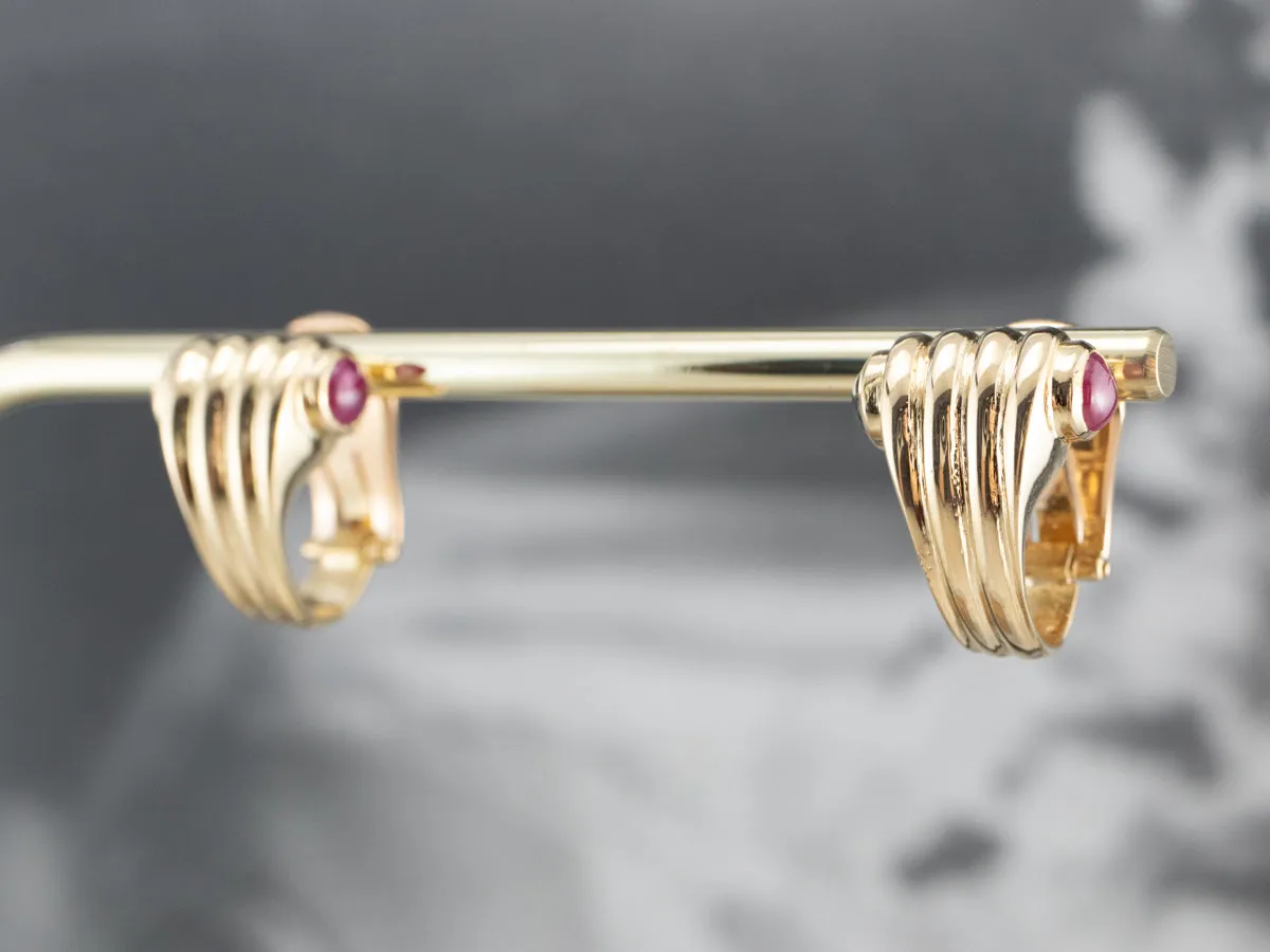 18K Gold Ruby Sapphire Earrings