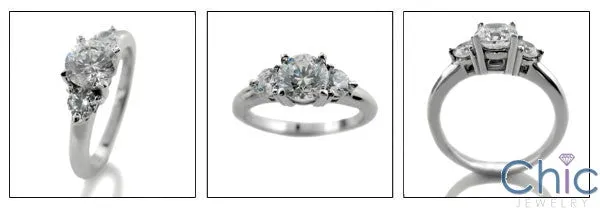 3 Stone 1 Ct Round .25 Ct each Cubic Zirconia Cz Ring