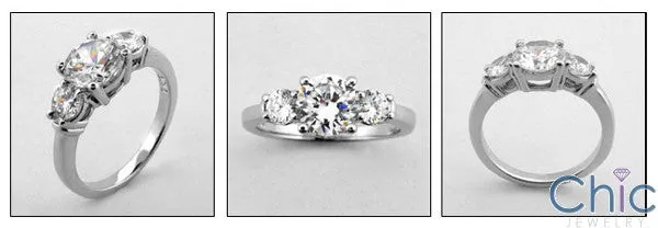 3 Stone 1 Ct Round Center .60 Cubic Zirconia Cz Ring