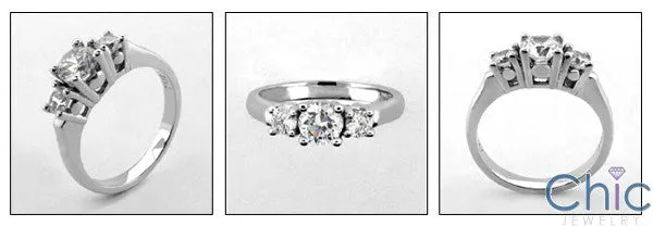 3 Stone .80 TW Round Channel Cubic Zirconia Cz Ring