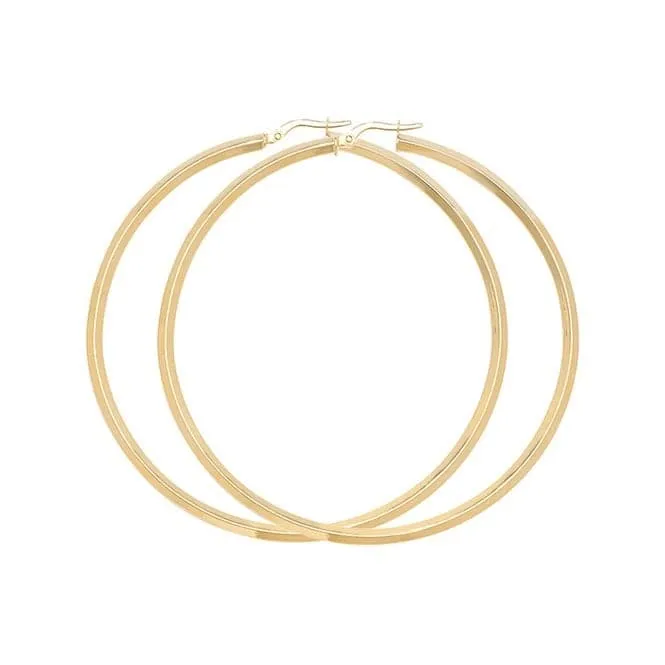 9ct Yellow Gold 60mm Hoop Earrings ER998