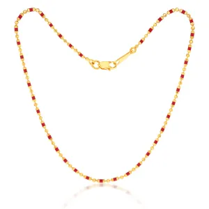 9ct Yellow Gold Fancy Red Beads Anklet