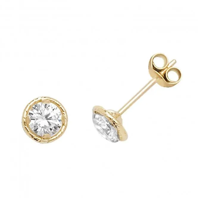 9ct Yellow Gold Round Zirconia Stud Earrings ES577