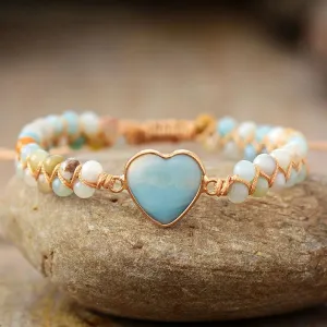 Amazonite Loving Heart Bracelet