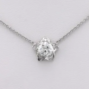 Antique Style .65 Carat Diamond Platinum Flower Necklace