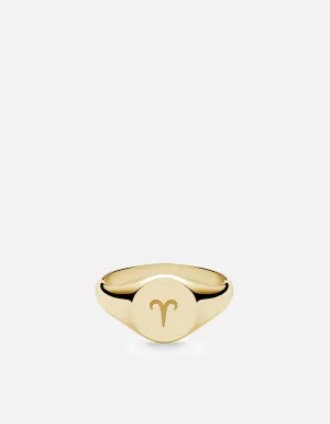 Aries Astro Signet Ring, 14k Gold