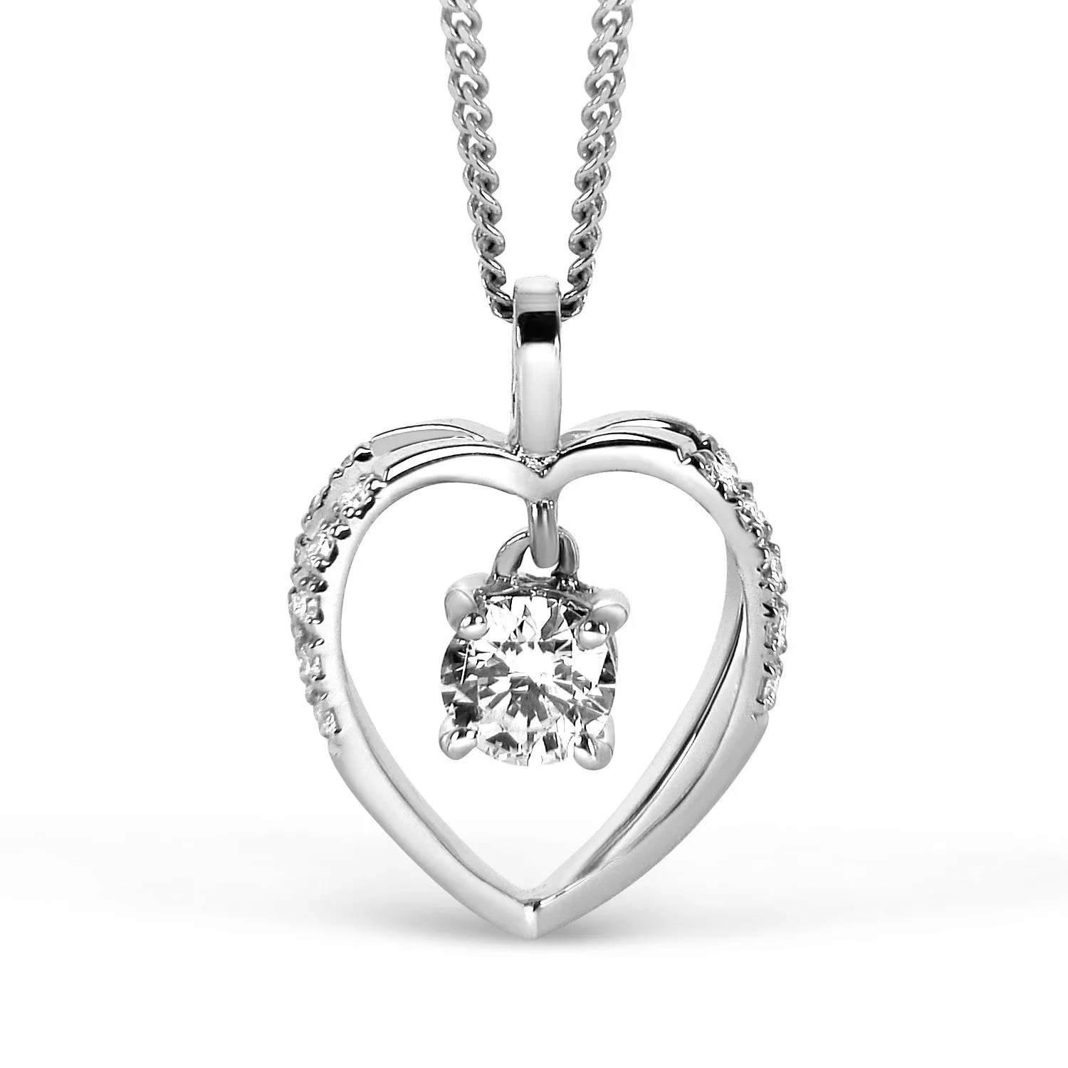 Bespoke Heart Diamond Solitaire Pendant