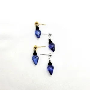 Blue Christmas Light Stud Earrings