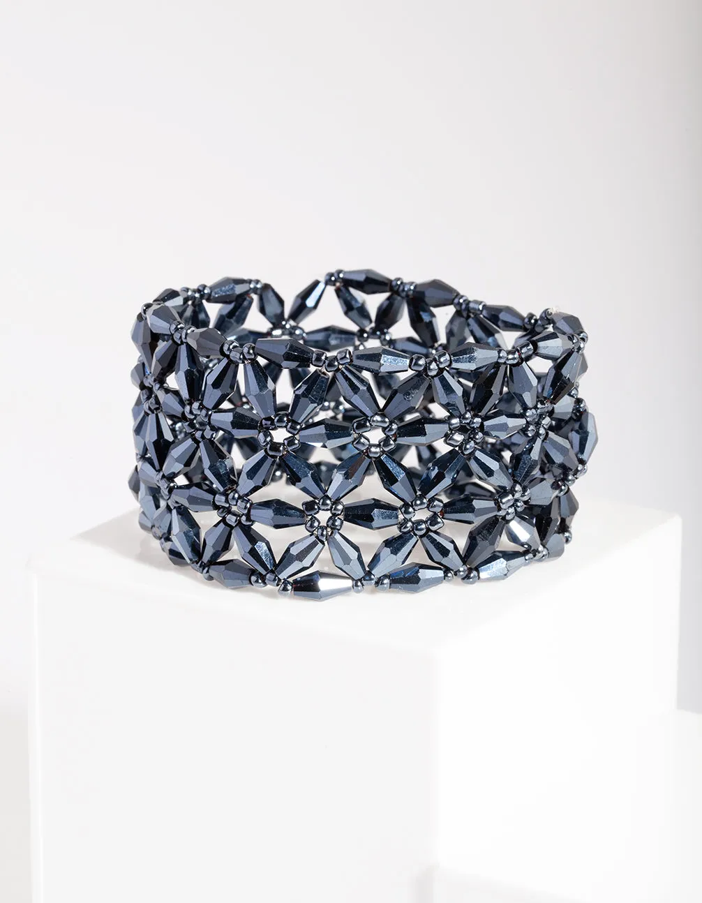 Blue Facet Flower Bracelet