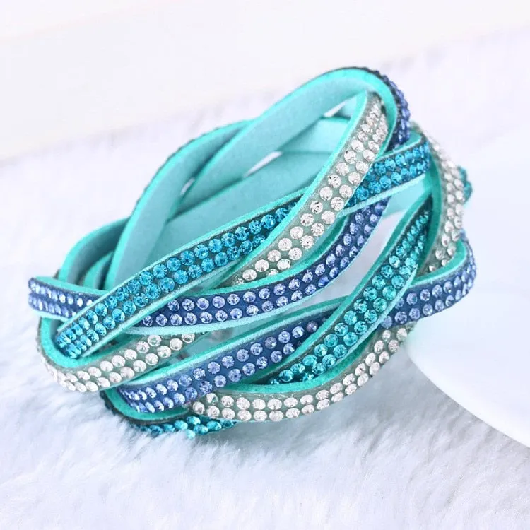 Braided Rhinestone Wrap Bracelet