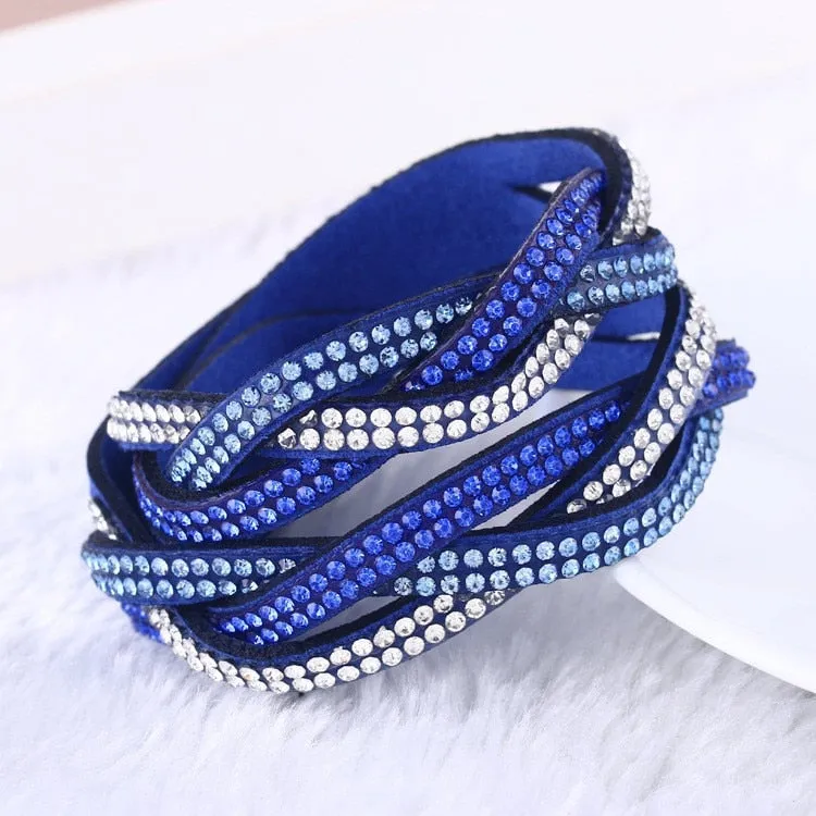 Braided Rhinestone Wrap Bracelet