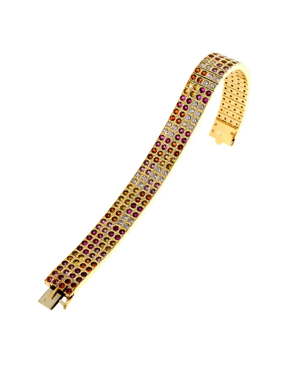 Cartier Diamond & Multicolor Sapphire Gold Bracelet