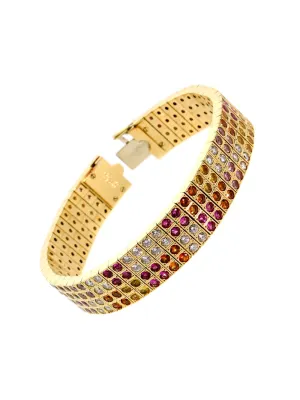 Cartier Diamond & Multicolor Sapphire Gold Bracelet