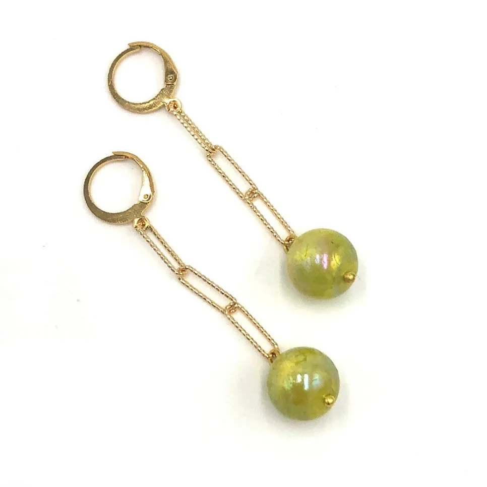 Chartreuse Aurora Chain Cuff Earrings