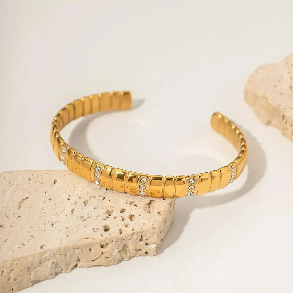 Chic Gold & Stone Bracelet Bangles