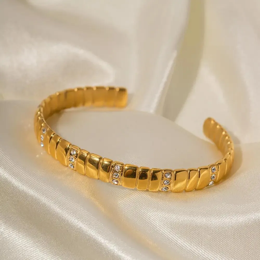 Chic Gold & Stone Bracelet Bangles