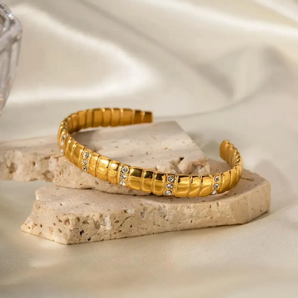 Chic Gold & Stone Bracelet Bangles