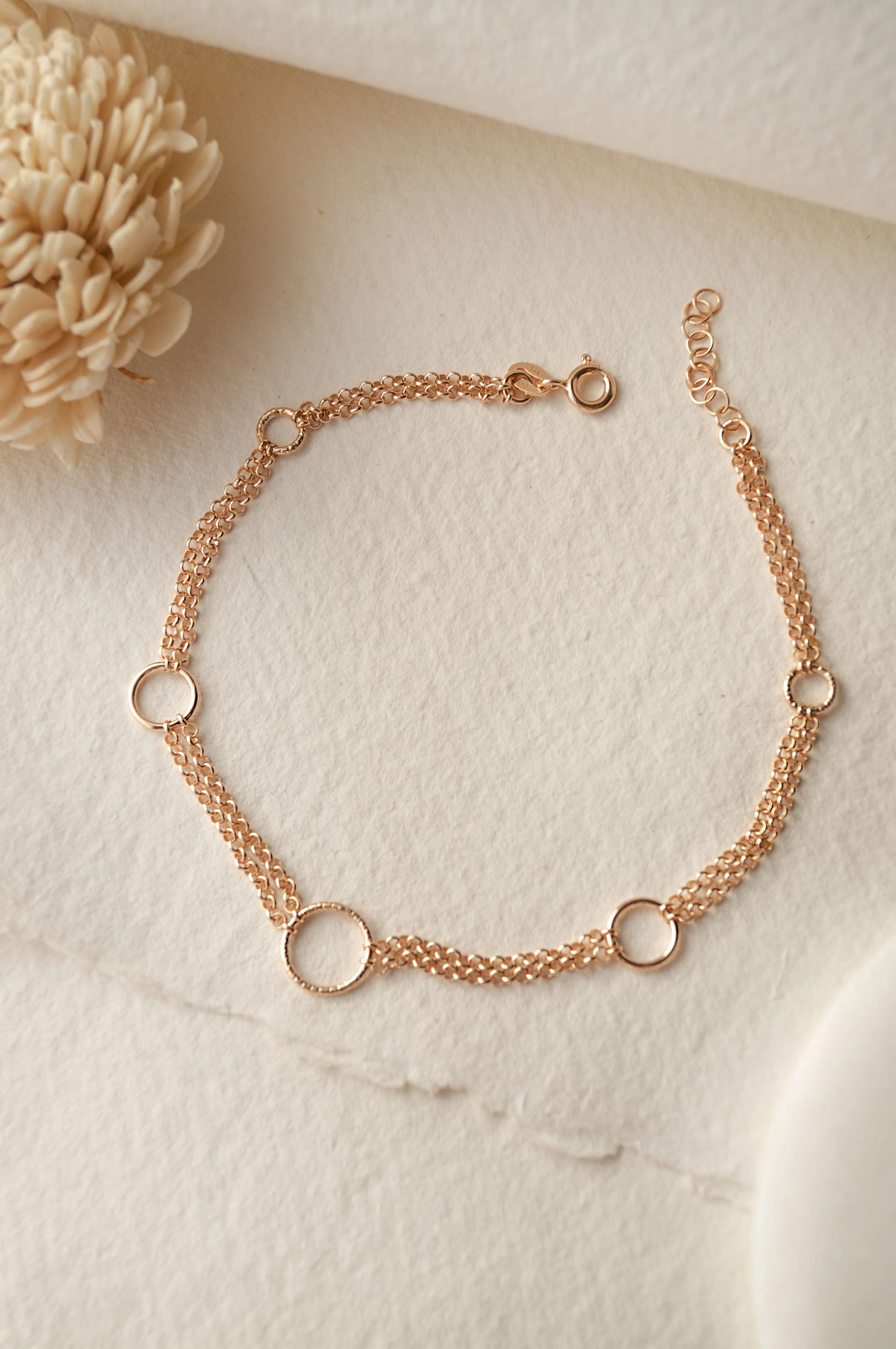 Circles With Circles Rose Gold Plated Sterling Silver Anklet