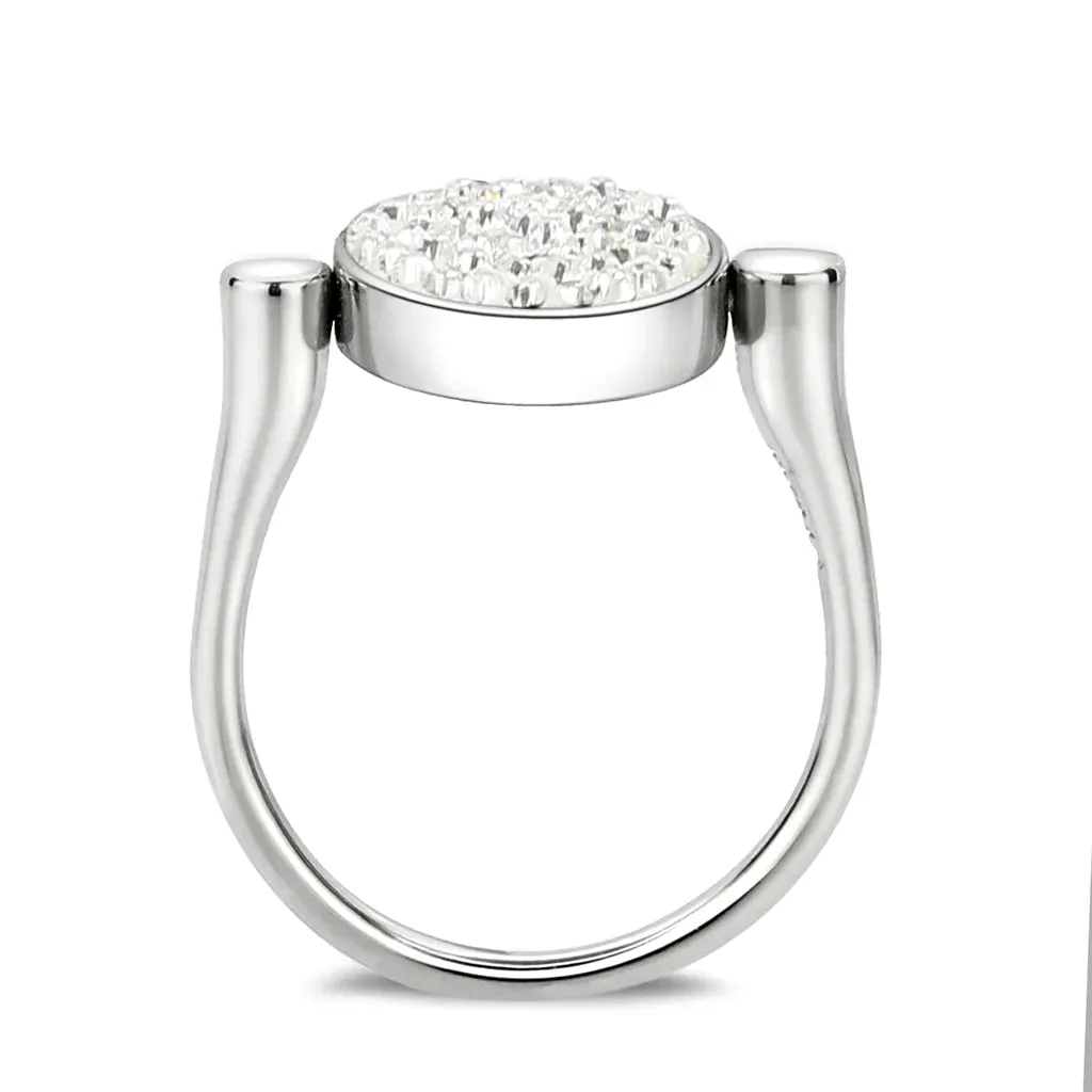 CJ385404 Wholesale Women's Stainless Steel Top Grade Crystal Round Clear Ring