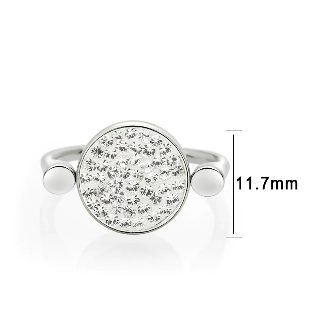 CJ385404 Wholesale Women's Stainless Steel Top Grade Crystal Round Clear Ring