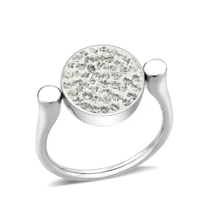 CJ385404 Wholesale Women's Stainless Steel Top Grade Crystal Round Clear Ring