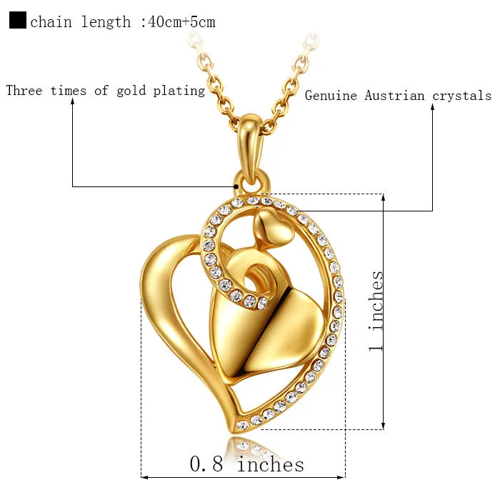 Collar mujer famous brand jewelry 18k gold heart love crystal pendant women fashion necklace female Valentine's Day gift girls