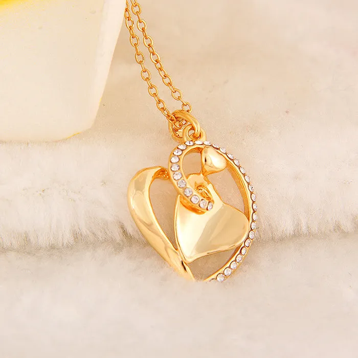 Collar mujer famous brand jewelry 18k gold heart love crystal pendant women fashion necklace female Valentine's Day gift girls