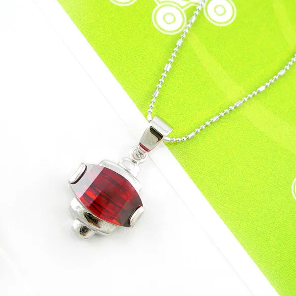 Contemporary Ruby Czech Crystal Rhinestone Pendant Necklace