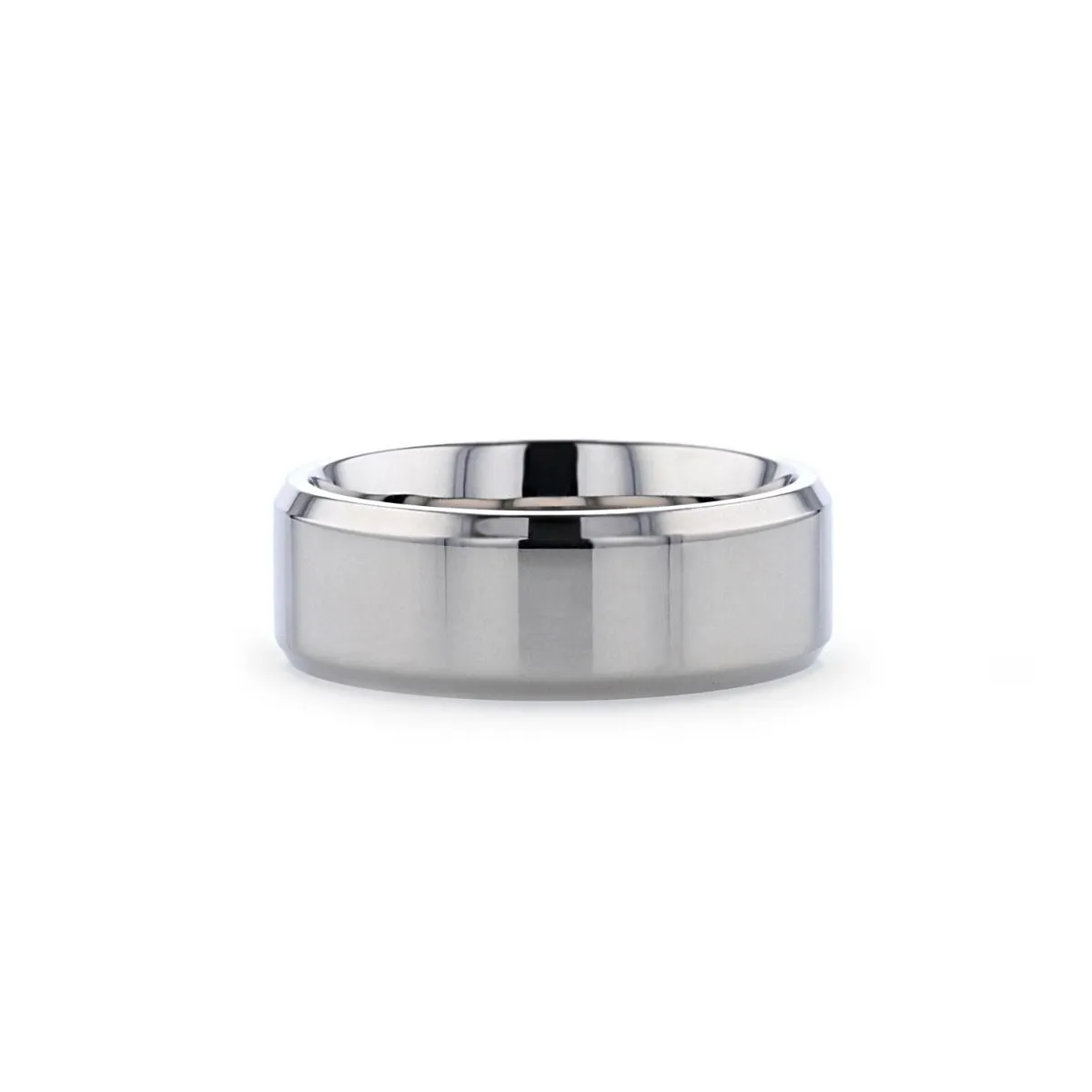 CORONAL | Silver Titanium Ring, Polished Finish, Beveled