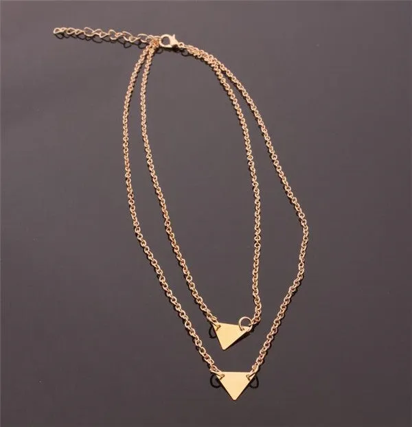 Crystal Triangle Water Drop U Shape Necklace