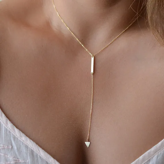 Crystal Triangle Water Drop U Shape Necklace