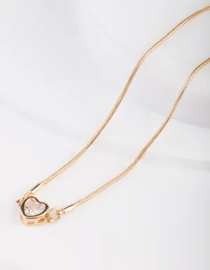 Cubic Zirconia Heart Gold Toggle Bracelet