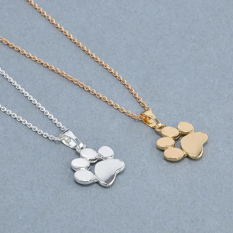 Cute Pets Dogs Footprints Paw Chain Necklace