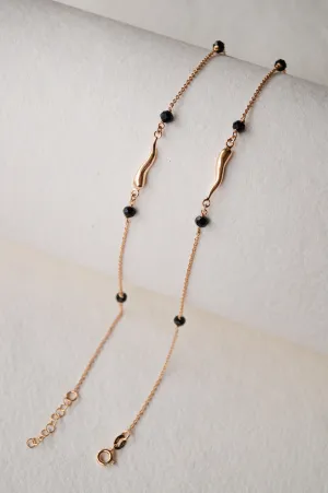 Cute Wave Rose Gold Plated Sterling Silver Anklet